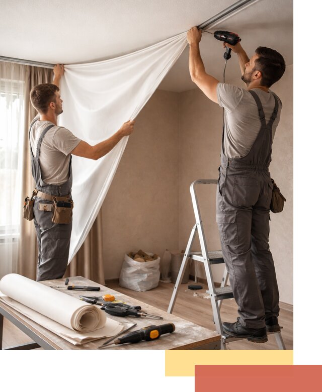 Замена полотна натяжного потолка в Сыктывкаре быстро и качественно