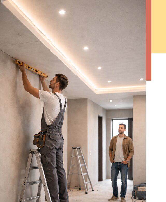 Потолок из гипсокартона с подсветкой в Сыктывкаре от 773 руб./м2 под ключ | ОТДЕЛОЧНИК-Скт