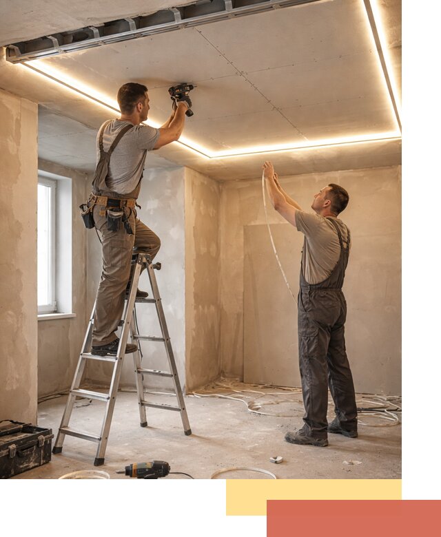 Потолок из гипсокартона с подсветкой в Сыктывкаре