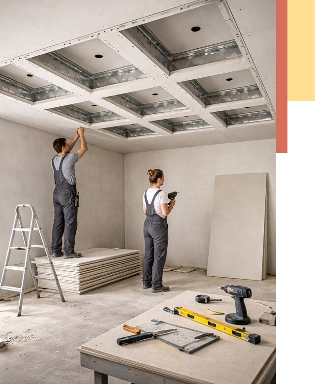 Кессонный потолок из гипсокартона в Сыктывкаре от 1908 руб. — монтаж и под ключ | ОТДЕЛОЧНИК-Скт