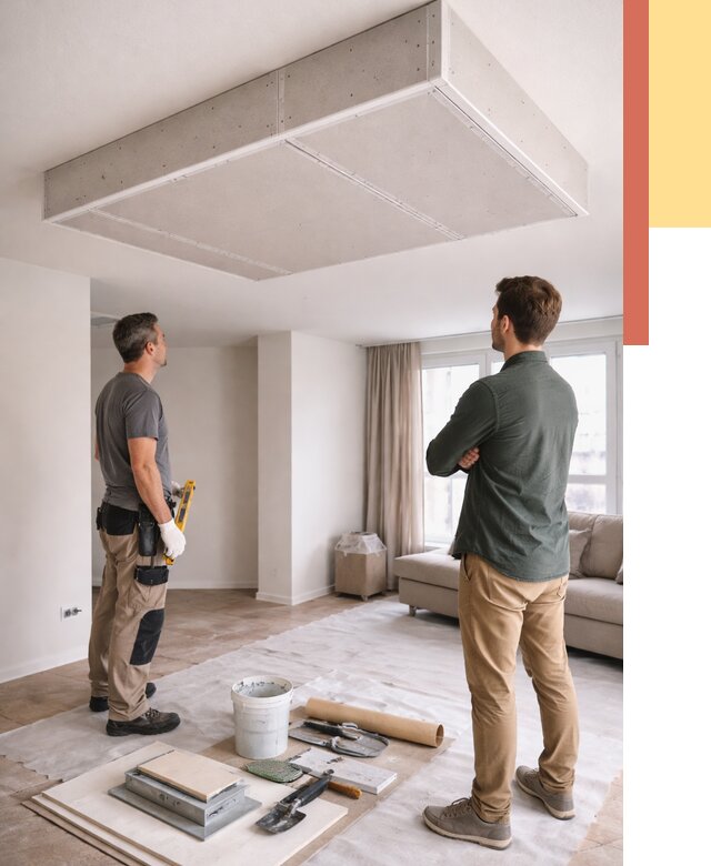 Короб на потолке из гипсокартона в Сыктывкаре от 2268 руб. — монтаж и услуги под ключ | ОТДЕЛОЧНИК-Скт