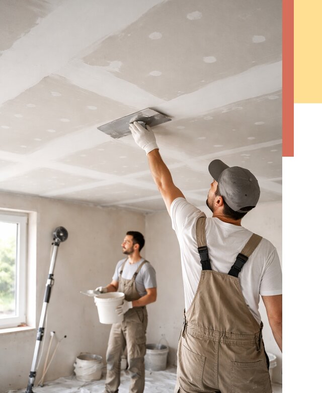 Шпаклевка потолка из гипсокартона в Сыктывкаре от 3300 руб./м2 — услуги под ключ | ОТДЕЛОЧНИК-Скт