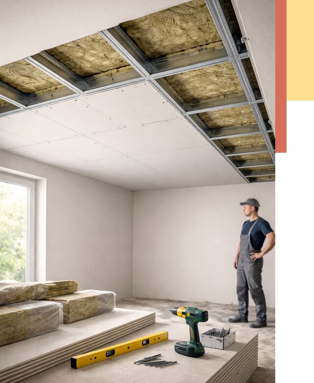 Звукоизоляция потолка ГКЛ в Сыктывкаре от 980 руб. — монтаж под ключ | ОТДЕЛОЧНИК-Скт