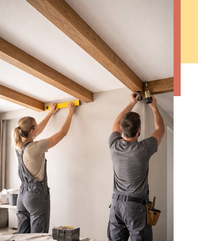 Монтаж декоративных балок на потолок в Сыктывкаре от 4331 руб. — ОТДЕЛОЧНИК-Скт